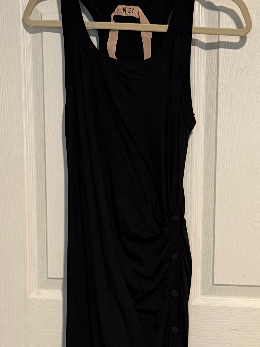 No. 21 Black Tank Top Long Dress With Side Button Detail